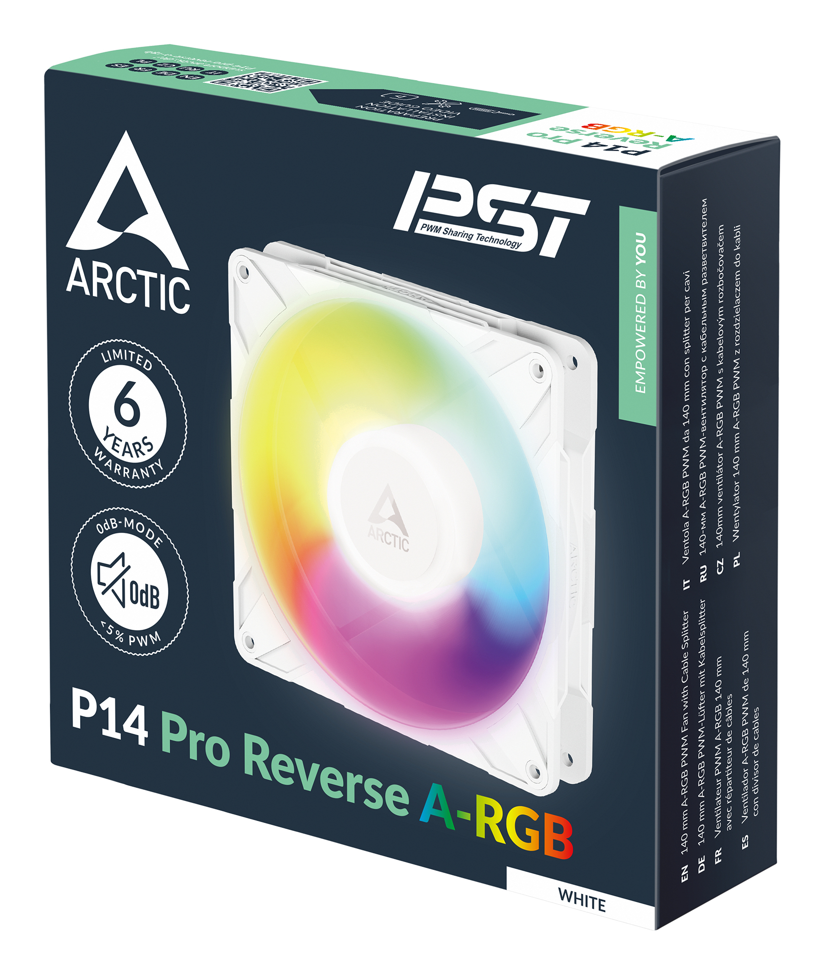 Arctic P14 Pro Reverse A-RGB 140 mm PWM Gehäuselüfter Weiß