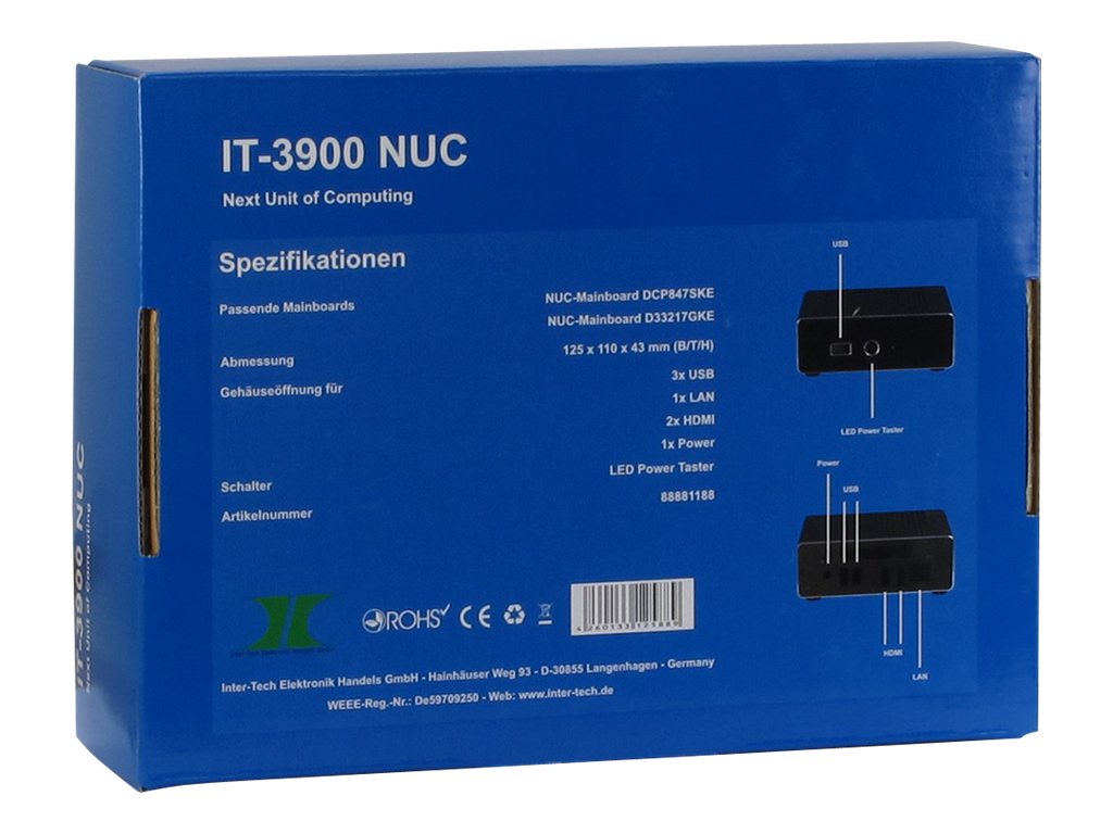 Inter-Tech IT-3900 NUC Barebone 60 W Schwarz