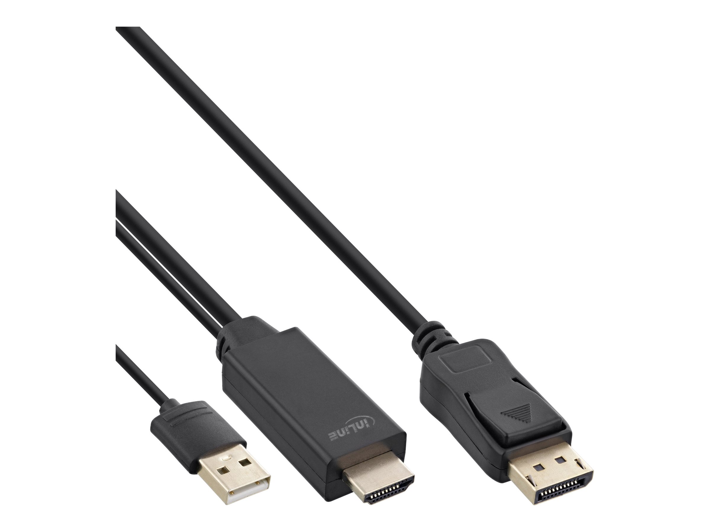 InLine HDMI zu DisplayPort Konverter Kabel 4K @30Hz 5m Schwarz/Gold
