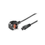 Wentronic Goobay Geräteanschlusskabel Großbritannien, 1,8 m, Schwarz - British 3-Pin-Stecker (Typ G, BS 1363) > Gerätebuchse C5 (96046)