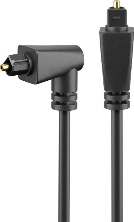 Goobay Lichtwellenleiterkabel, 2 m, Schwarz - Toslink-Stecker > Toslink-Stecker 90°, Schwarz (41595)