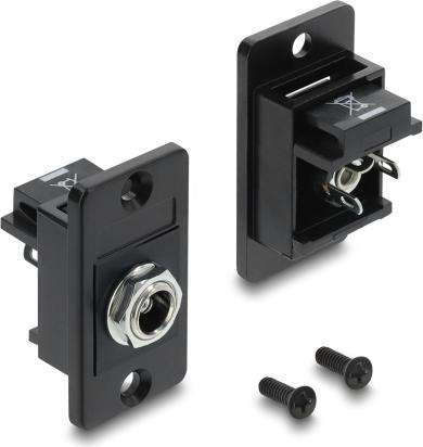 Delock Panel Mount DC 5,5 x 2,5 mm Buchse schwarz - Einbaustecker für Gehäuse 91186