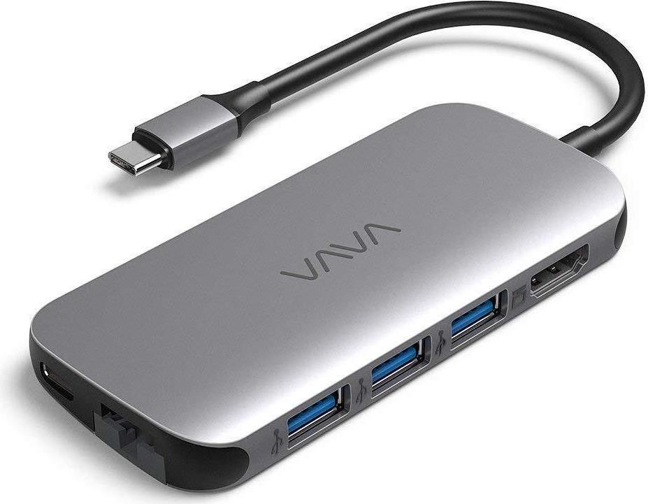 VAVA USB-C Hub mit 3 x USB 3.0, 4K HDMI, Ethernet, SD- und microSD, Power Delivery mit 60W (83-07000-037)