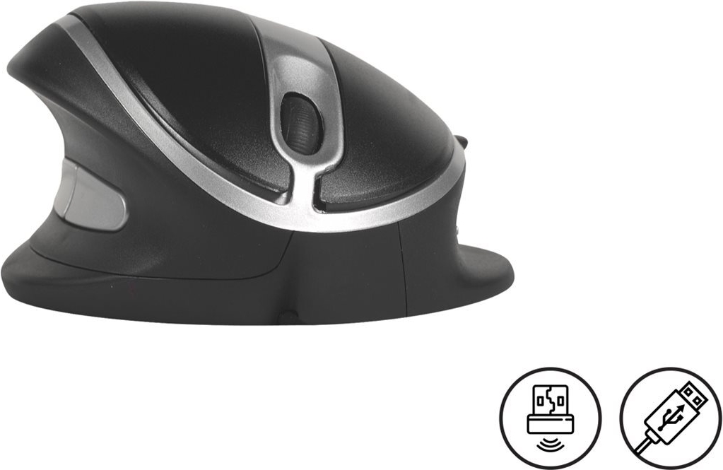 Bakker Elkhuizen Oyster Vertikale Maus USB 5 Tasten Schwarz,Silber