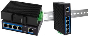 LogiLink Industrial Fast Ethernet PoE Switch, 5-Port 10/100Base-TX RJ45, Unmanaged, Plug & Play, schwarzes - 1 Stück (NS200P)