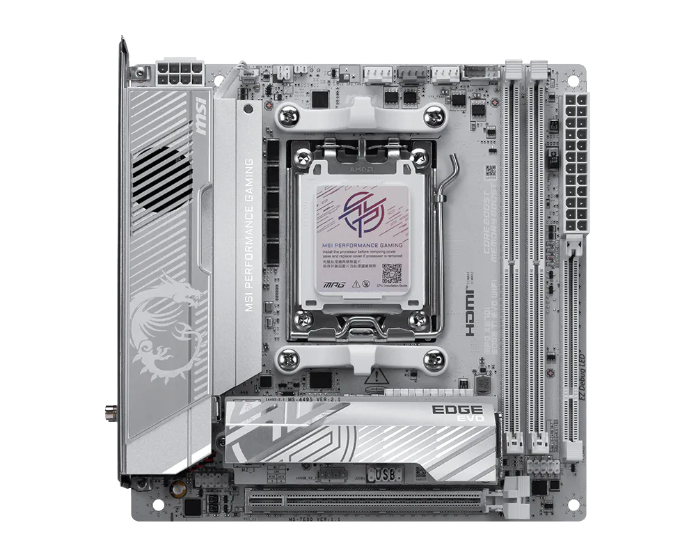MSI MPG X870I EDGE TI EVO WIFI Mainboard Mini-ITX AMD X870 Sockel AM5 Weiß