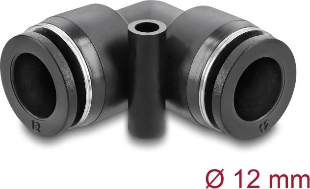 Delock Pneumatik Steckverbinder 12 mm mit Befestigungsloch 90° gewinkelt (60748)