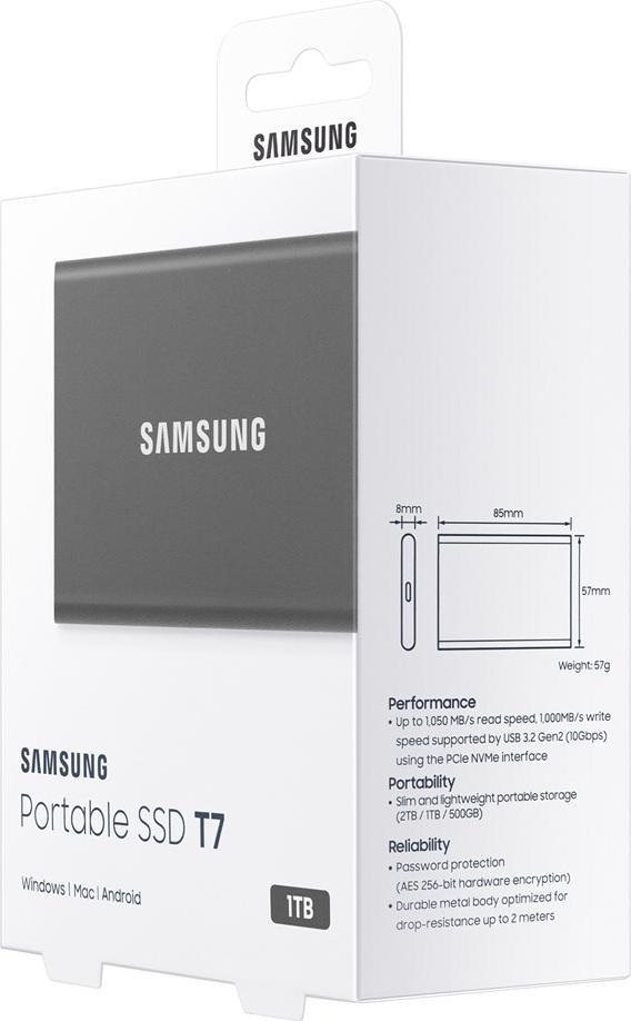 Samsung T7 MU-PC1T0T 1 TB SSD Titan Gray