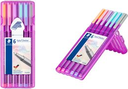 STAEDTLER Fineliner triplus pastel, 6er Etui Strichstärke: 0,3 mm, dreieckig, DRY SAFE, in patentierter - 1 Stück (334 SB6 PA)