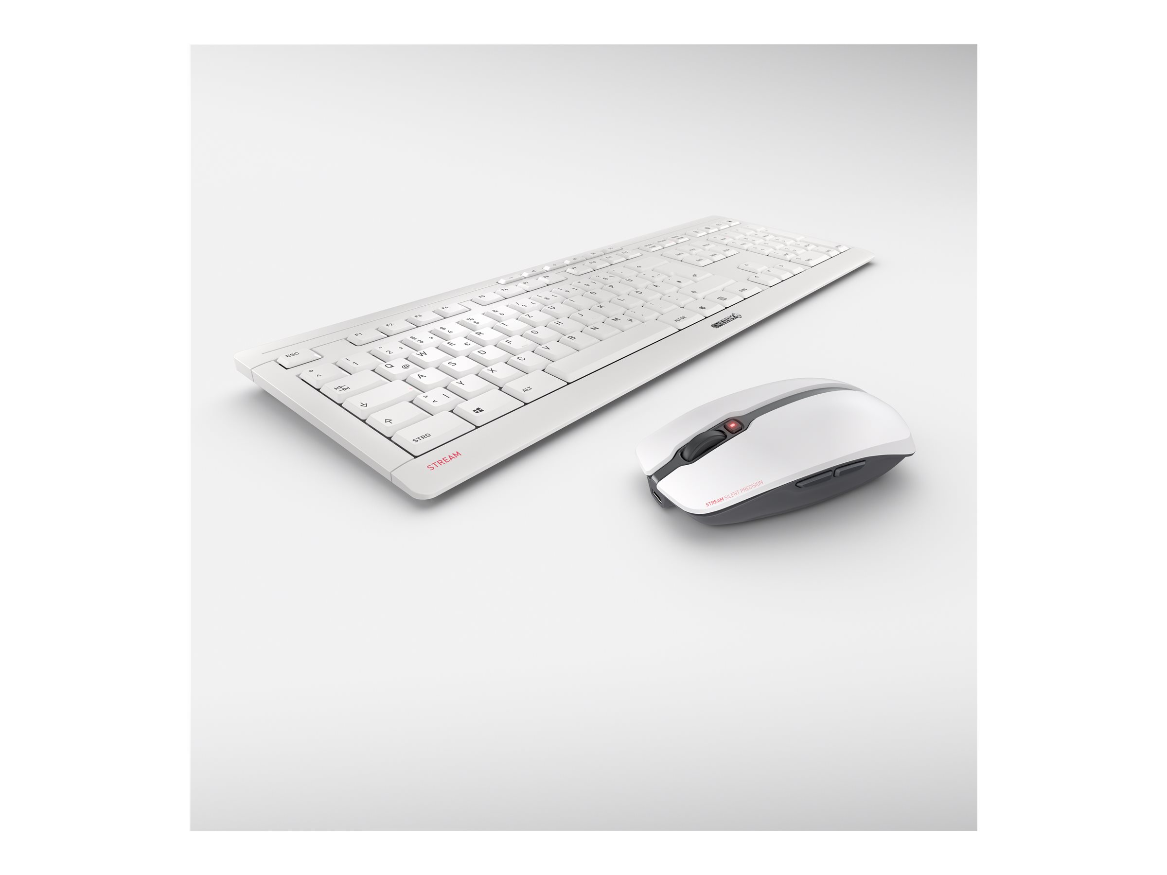 CHERRY STREAM DESKTOP RECHARGE Tastatur-Maus-Set kabellos 2.4 GHz QWERTZ Pale Gray