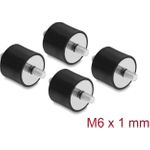 Delock Vibrationsdämpfer M6 x 1 mm D 25 x H 20 mm mit 2 x Außengewinde 4 Stück schwarz (60815)