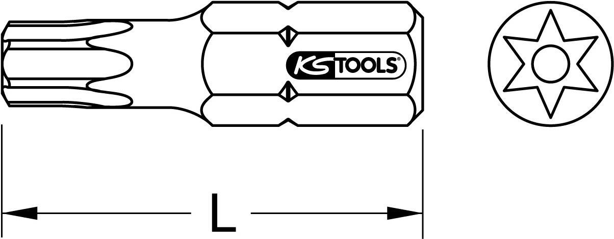 KS TOOLS 1/4" TORSIONpower Bit TX, 25mm, TB10, mit Bohrung, 5er Pack (918.3606)