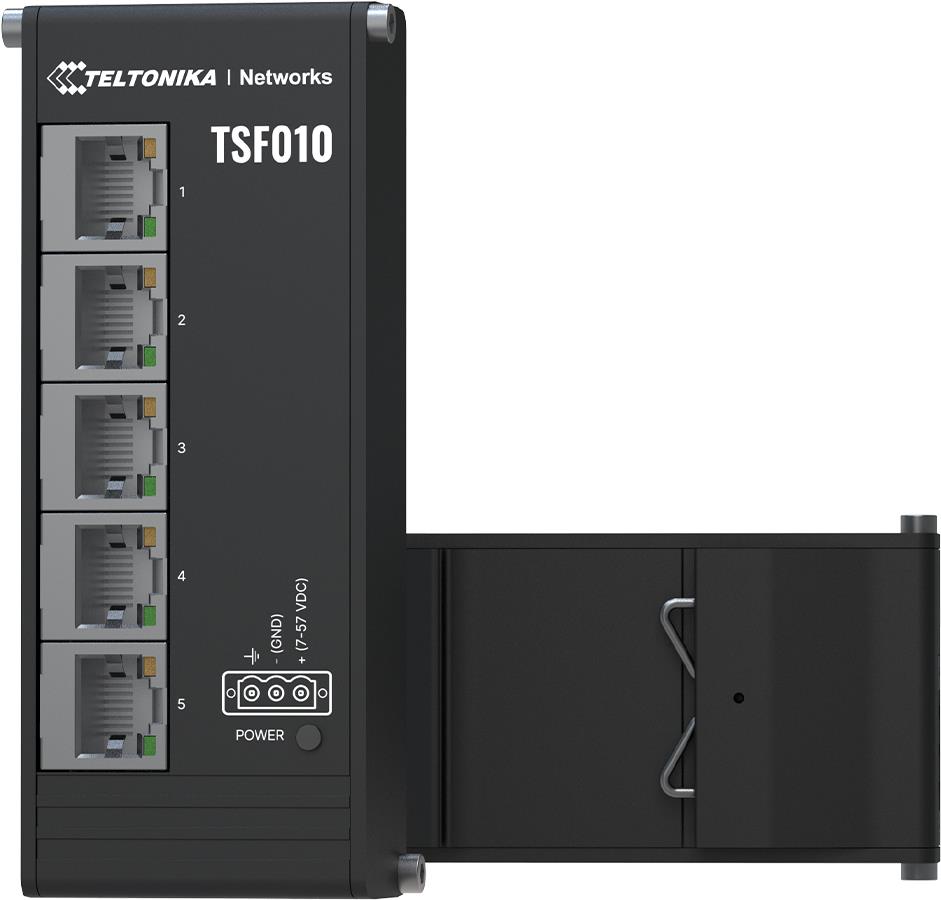 Teltonika NETWORKS TSF010 Flat Ethernet Switch Unmanaged Fast Ethernet (10/100) DIN rail Schwarz (TSF010000000)