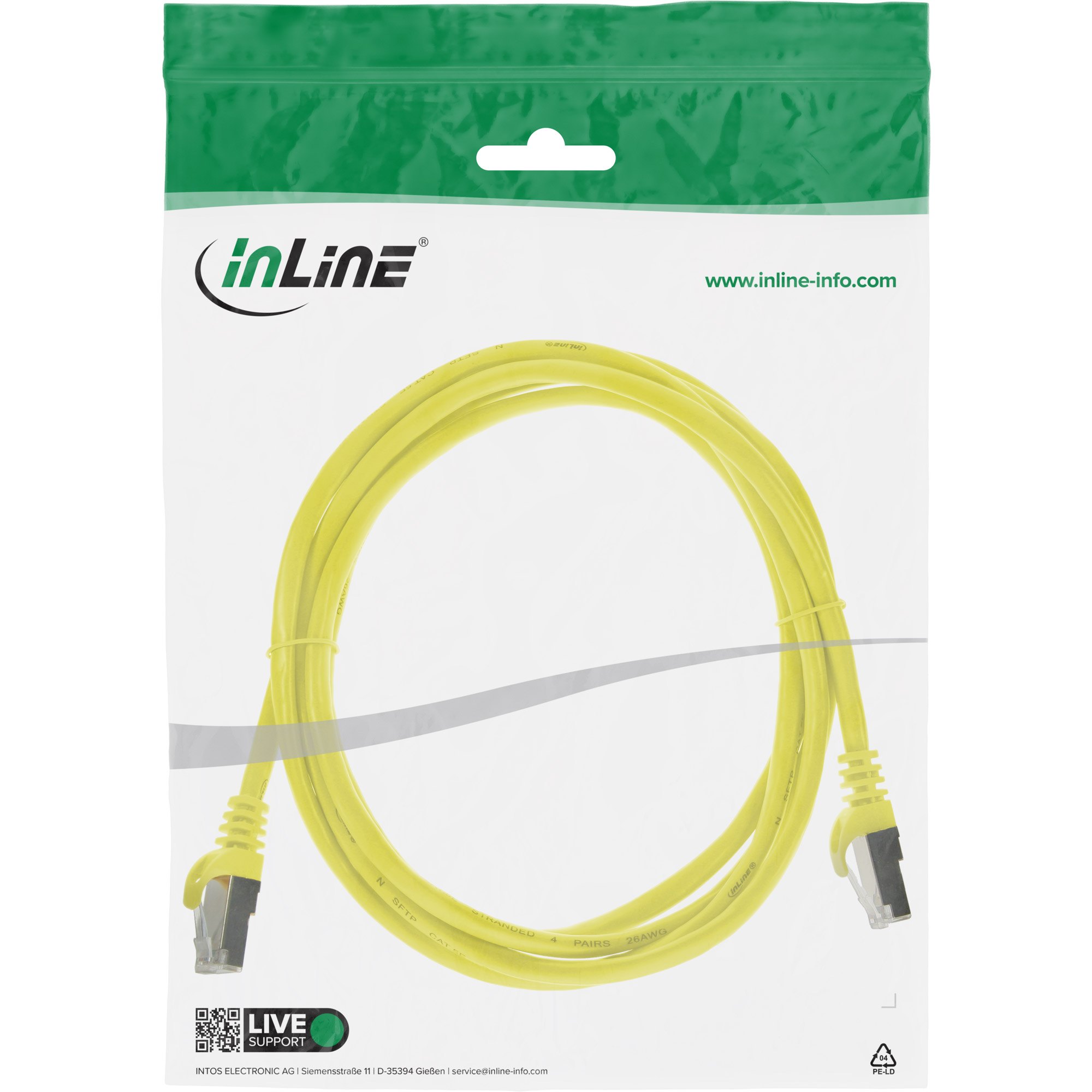InLine SF/UTP Patchkabel CAT 5e 1 m Gelb