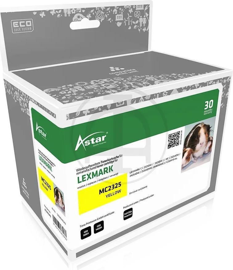 ASTAR AS20343 ASTAR LEXMARK C232HY0 MC Toner - yellow HC rebuilt 2300Seiten (AS20343)