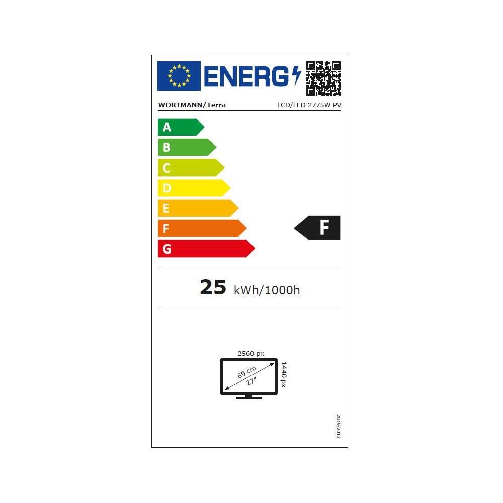 TERRA LCD/LED 2775W PV V3 27" WQHD IPS Monitor HDMI/DP/USB-C USB-Hub RJ-45 65W PD Pivot Schwarz