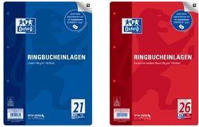 Oxford Ringbucheinlagen, DIN A4, kariert, 50 Blatt Lineatur 26, mit Rand (400131580)
