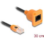 Delock D-Typ RJ45 Kabel Stecker zu Buchse Cat.5e UTP orange schwarz 30 cm (90803)