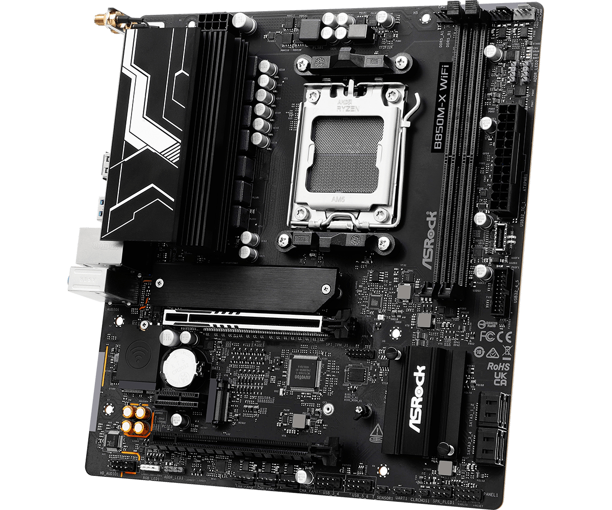 ASRock B850M-X WiFi R2.0 Mainboard Sockel AM5 AMD B850 Micro ATX DDR5 Wi-Fi 6E Schwarz