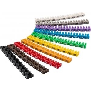 Goobay Kabelmarker-Clips "Ziffern 0-9", für Kabeldurchmesser bis 2,5 mm, 2.5 mm - farbige Kennzeichnungsringe 10x 10 Stück zum Markieren von z.B. Netzwerkkabeln (72513)