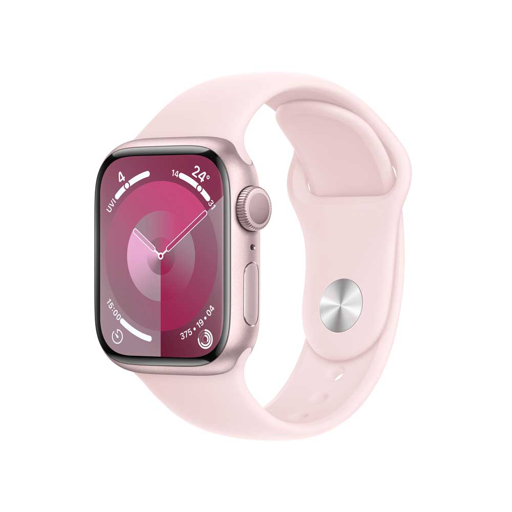 APPLE Watch Series 9 GPS 41mm Pink Aluminium Case with Light Pink Sport Band - M/L (MR943QF/A)