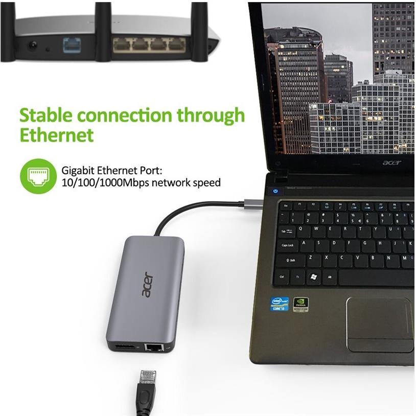Acer 12-In-1 Type-C Adapter Dockingstation Silber