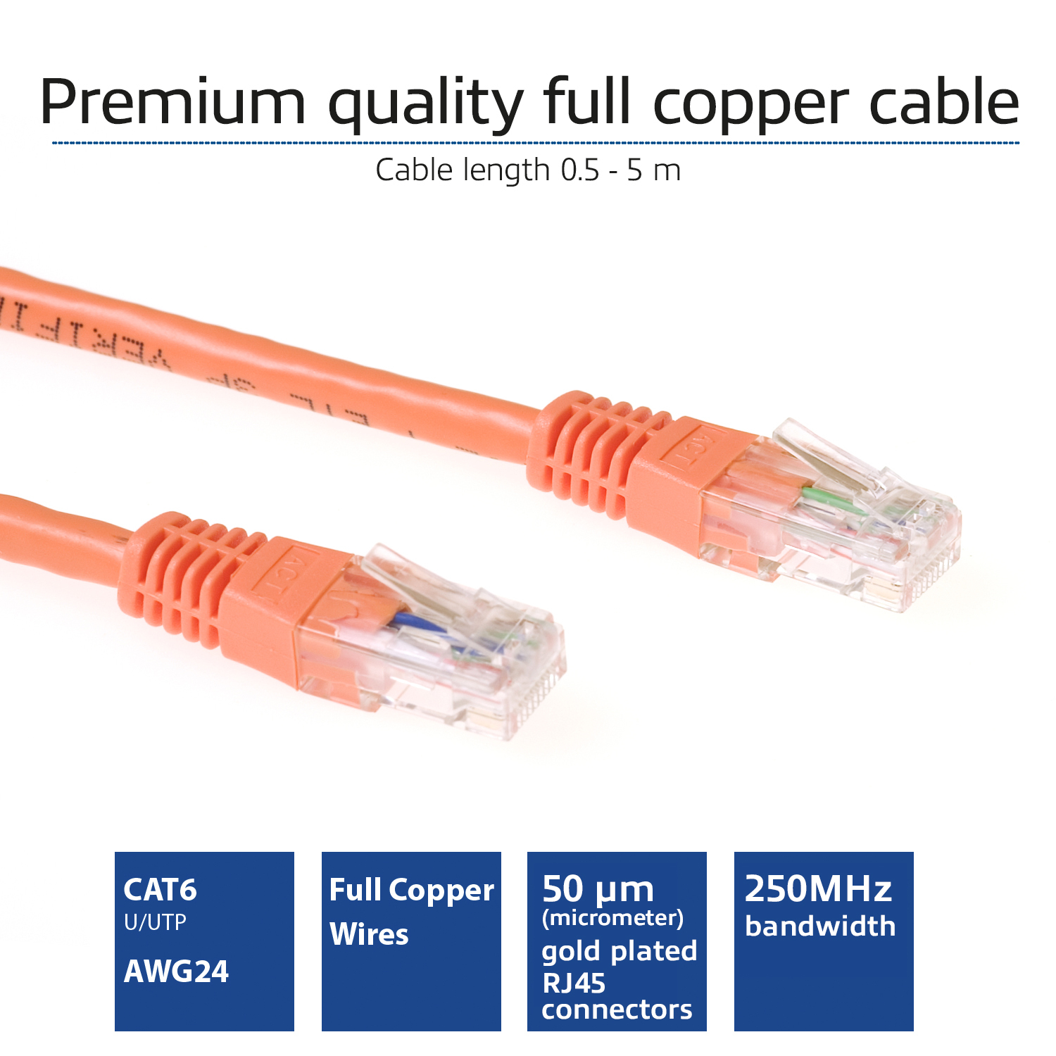 ACT Patch-Kabel RJ-45 CAT 6 U/UTP 2 m Orange