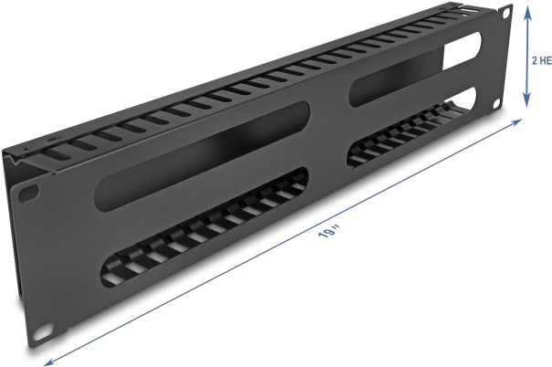 Delock 19" 2 HE Kabelmanagement Rangierpanel mit 4Öffnungen Metall schwarz (81559)
