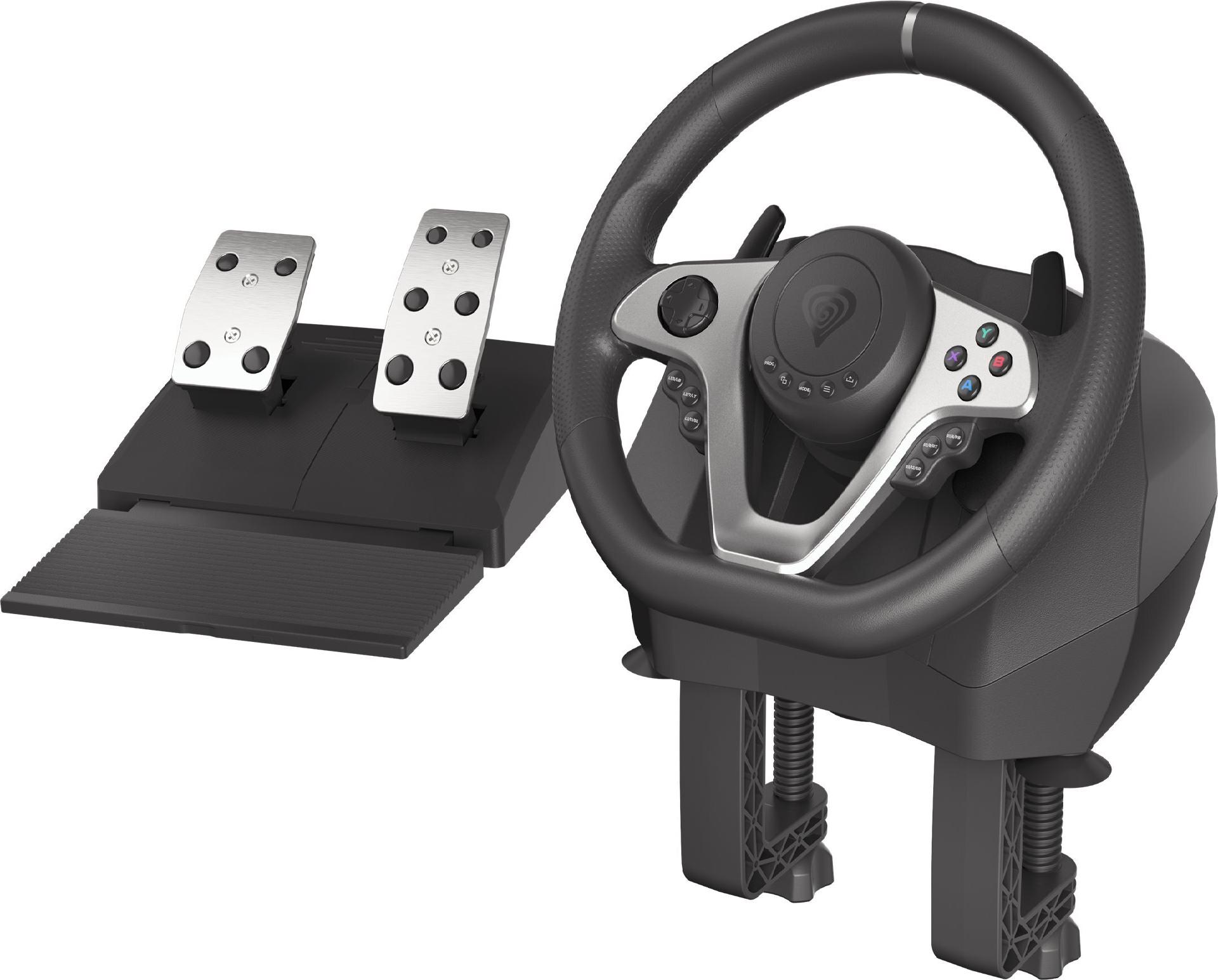 Genesis Seaborg 400 Lenkrad- und Pedale-Set Kabelgebunden USB Schwarz, Silber