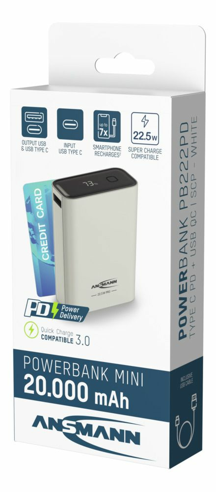 Ansmann PB222PD Powerbank 20000 mAh 22,5 W Weiß