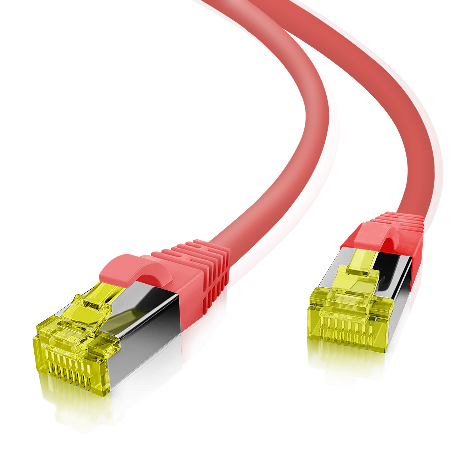 Helos Netzwerkkabel Cat6a S/FTP 7 m RJ-45 10 Gbit/s LSZH Rot/Gelb