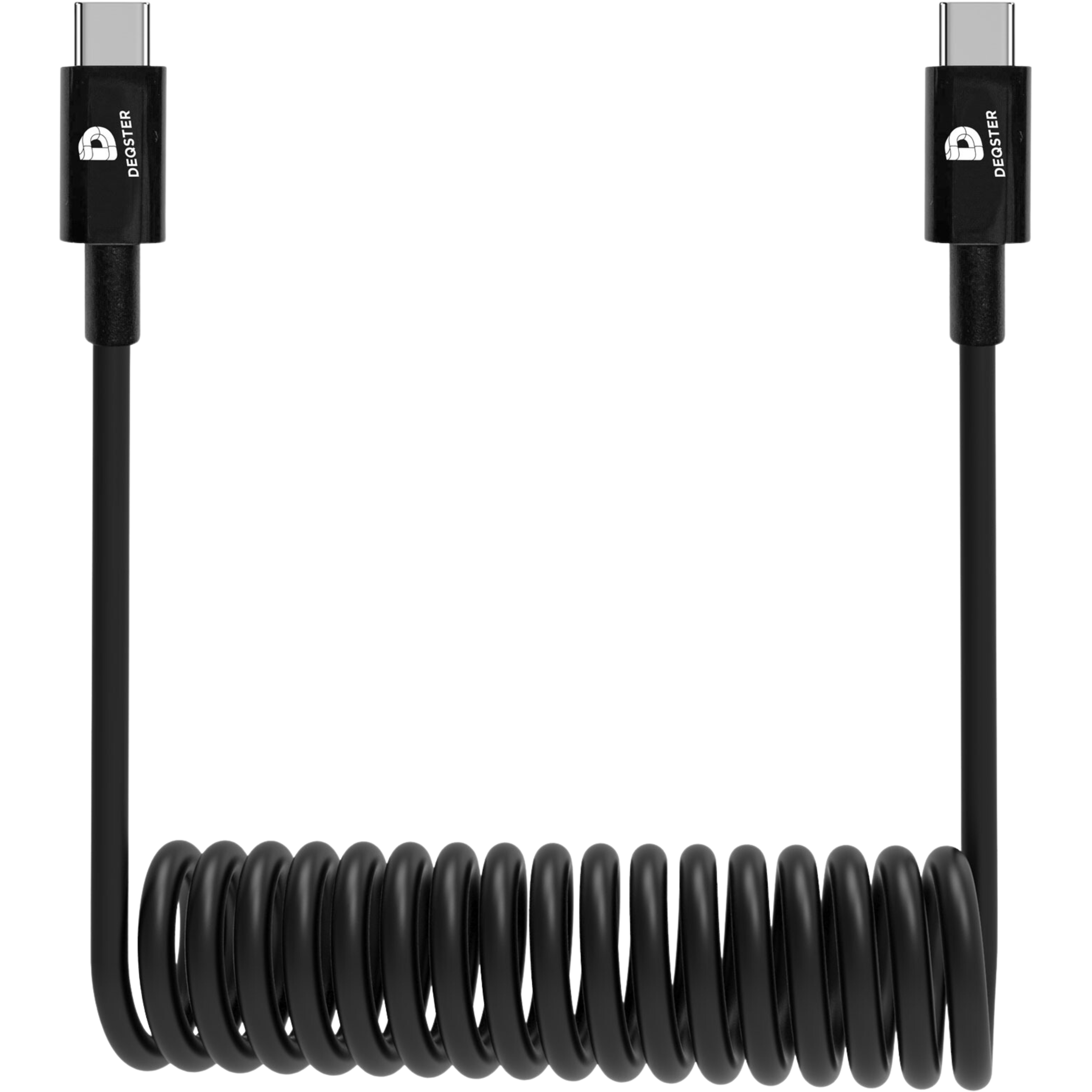 DEQSTER Spiralkabel USB-C auf USB-C 0,8 m Schwarz