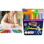 BIC KIDS Fasermaler Cosmo, 12er Kartonetui Strichstärke: 0,8 mm, auswaschbar von Händen und den meisten - 1 Stück (301696)