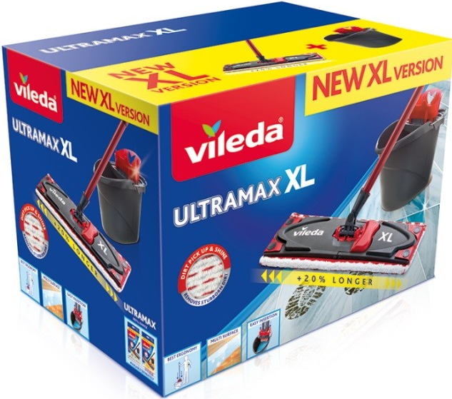 Vileda Ultramax XL Box Mopp Trocken&Nass Mikrofaser Schwarz - Rot (160932)