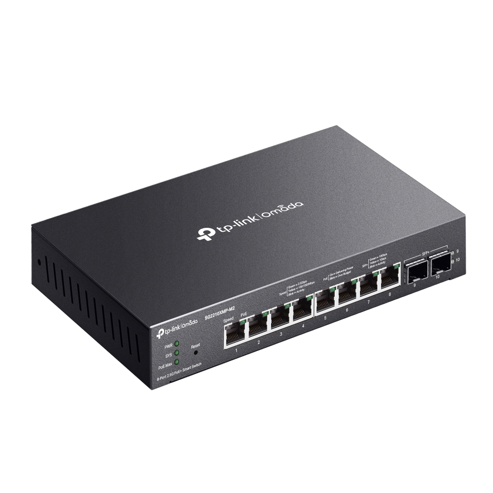 TP-Link Omada SG2210XMP-M2 8-Port 2.5G PoE+ Smart Switch 2x 10G SFP+ Schwarz
