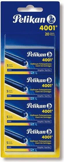 Pelikan Großraum-Tintenpatronen 4001 GTP/5, königsblau Standard-Großraumpatronen für alle gängigen Patronen - 20 Stück (330894)