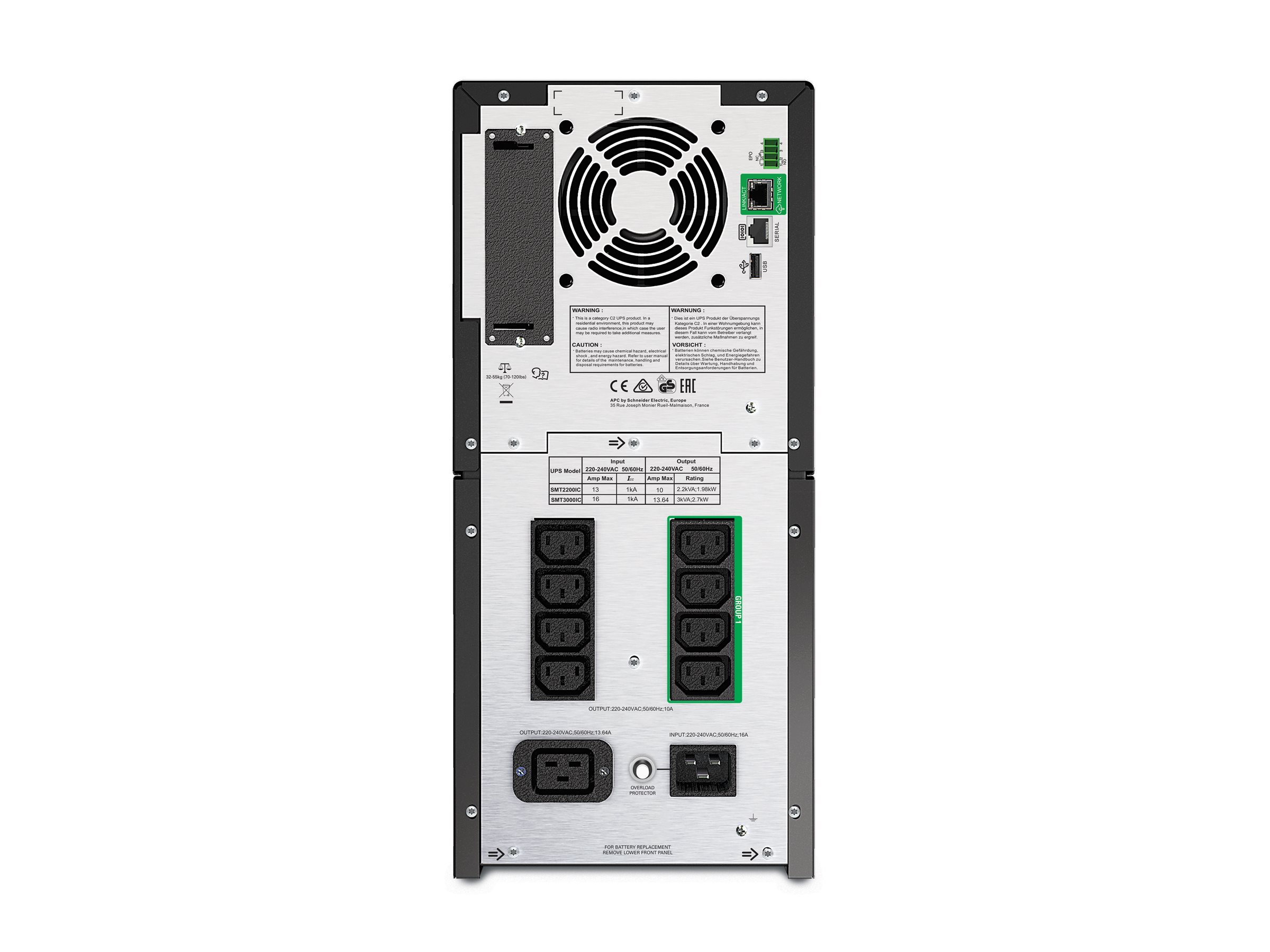 APC Smart-UPS SMT2200IC USV Tower 2200 VA 1980 W Line-Interaktiv SmartConnect Schwarz