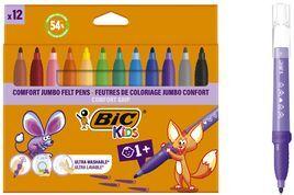 BIC KIDS Fasermaler Comfort Jumbo, 12er Kartonetui Strichstärke: 1,4 mm, auswaschbar von Händen und Textilien, - 1 Stück (517250)