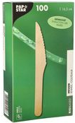 PAPSTAR Holz-Messer "pure", gewachst, Länge: 165 mm aus natürlich hellem Birkenholz, biologisch abbaubar - 1 Stück (89118)