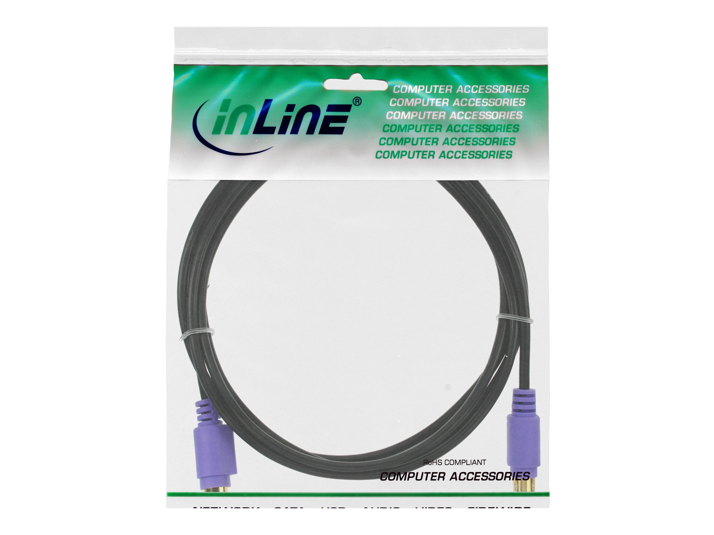 InLine PS/2 Verlängerungskabel Stecker/Buchse 2 m PC99 Premium Schwarz