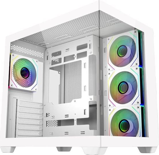 Cooler Master Elite 681 E681-WHNN-S00 Gehäuse – Mid-Tower – ATX – Seitenteil aus gehärtetem Glas – 4× ARGB-Lüfter – USB-C – Weiß