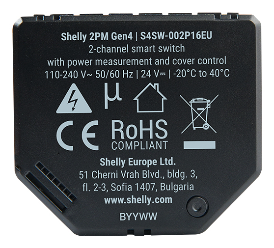 Shelly 2PM Gen4 WiFi-Switch Matter X2 Schwarz