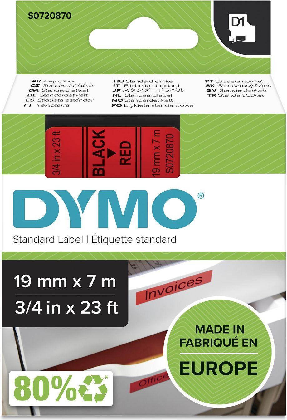 DYMO D1 Etikettenband 19 mm x 7 m Schwarz auf Rot