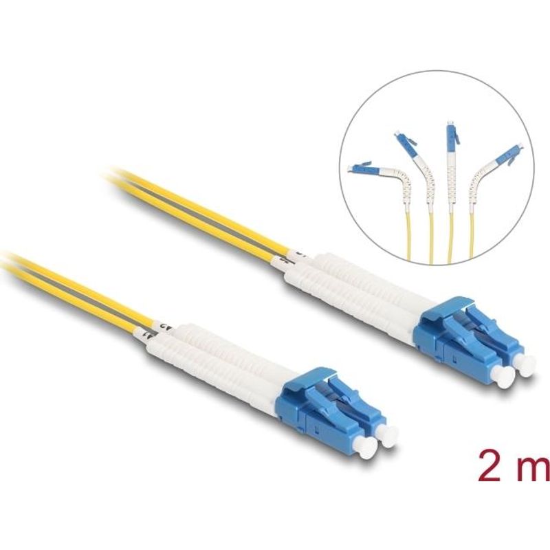 DeLOCK 88071 Glasfaserkabel 2 m LC OS2 Gelb 88071