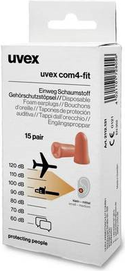 Uvex 2112131 com4-fit Gehörschutzstöpsel 33 dB einweg 15 Paar (2112131)