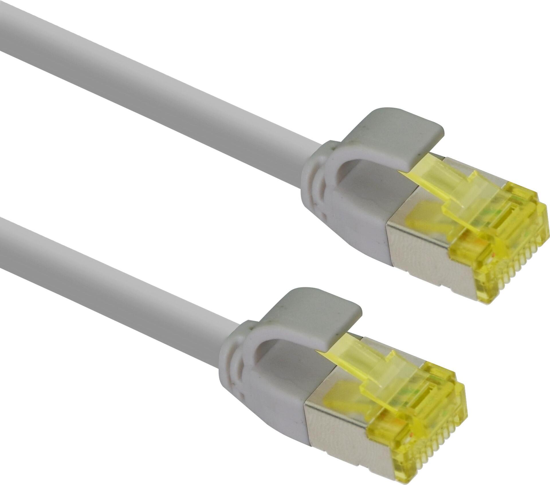 HERWECK Helos ultra slim Patchkabel S/FTP Cat 6A grau 7,5m  4 x 2 x AWG 28, geschirmt , 100% Vollkup