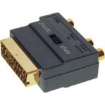 S/CONN maximum connectivity Adapter Video/ Audio-Scart-Adapter mit 3 Cinchkupplungen auf 4-pol MINI DIN-Kupplung, IN / OUT mit Schalter, Kontakte vergoldet (94035-G)