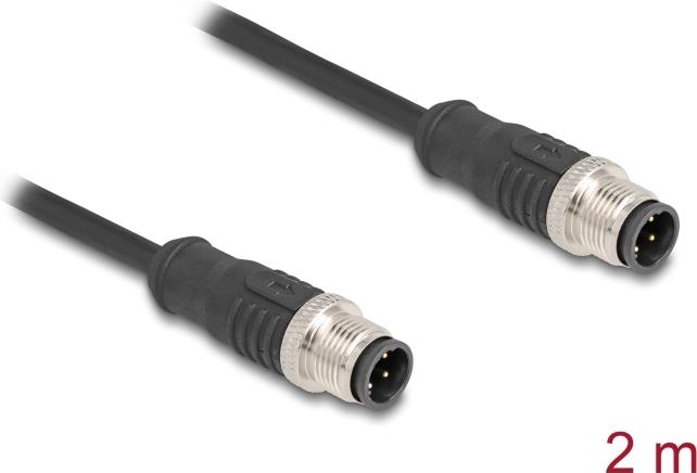 Delock M12 Kabel D-kodiert 4 Pin Stecker zu PVC 2 m (80848)