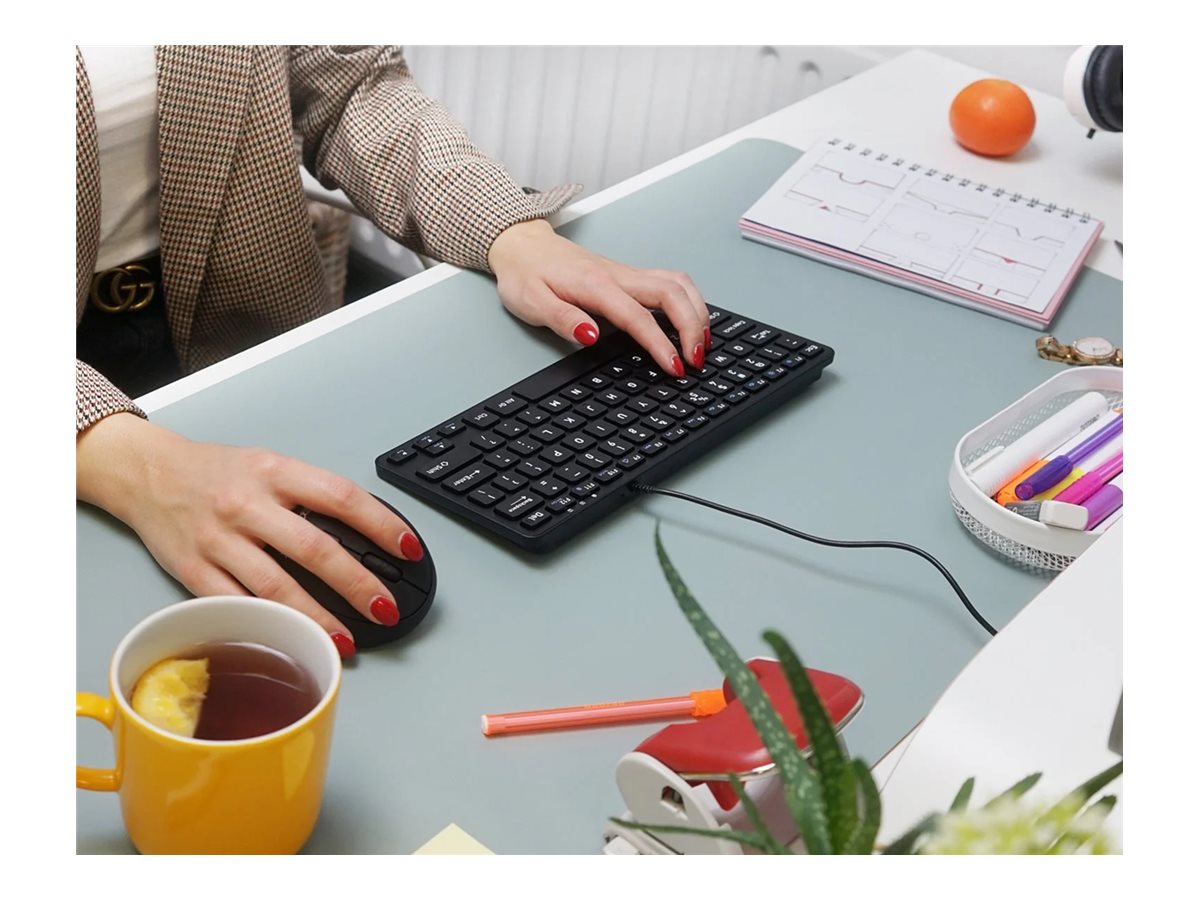 Perixx PERIBOARD-332B Mini Tastatur USB QWERTZ Weiße LED Schwarz