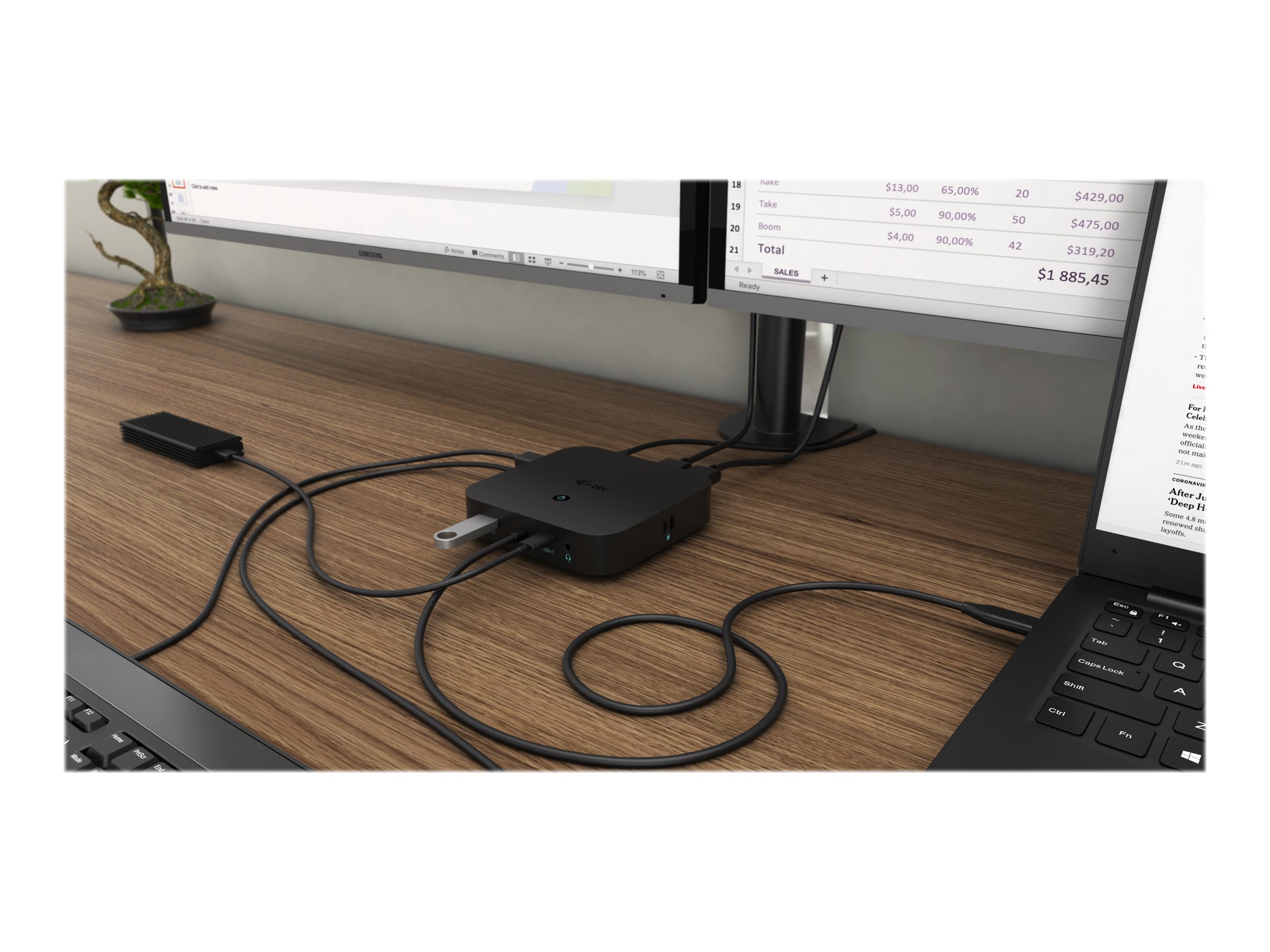 i-Tec USB-C Dual Display Docking Station with Power Delivery Schwarz